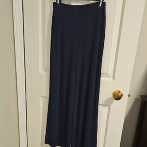 Chic Navy Wide Leg Silky Women's Pants